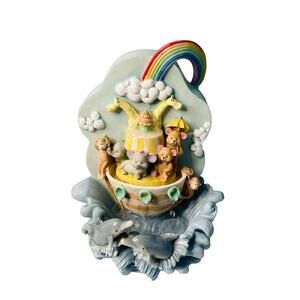 Vintage Noah's Ark Heritage Mint Music Box Water Fountain Working Baby Shower